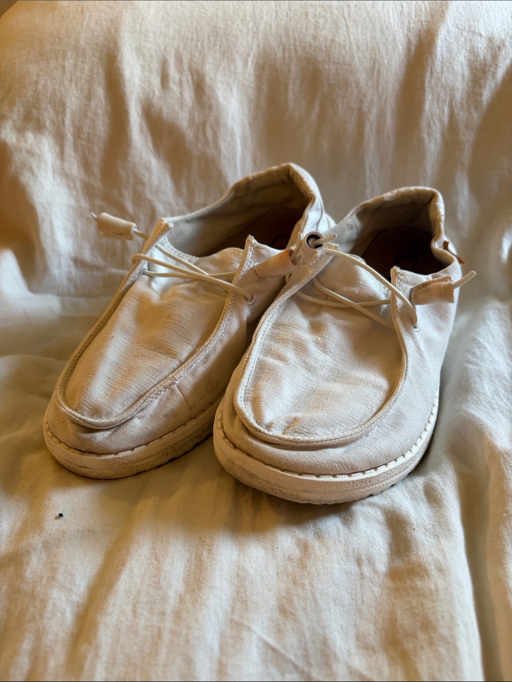 Hey Dude Women's White Canvas Slip-On Loafers